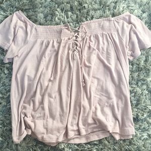 Off the shoulders light pink top